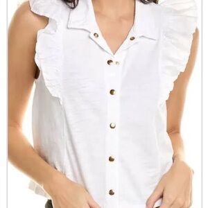 Nation Archer White Ruffle Sleeveless Top